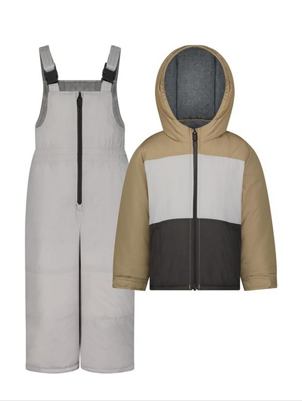 NWT New In Package Carters Snow Suit & Bib Size 12M Khaki Colorblock